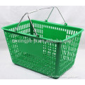 Flexible Used Plastic Shopping Basket with Curved Metal Handles Grip Hand